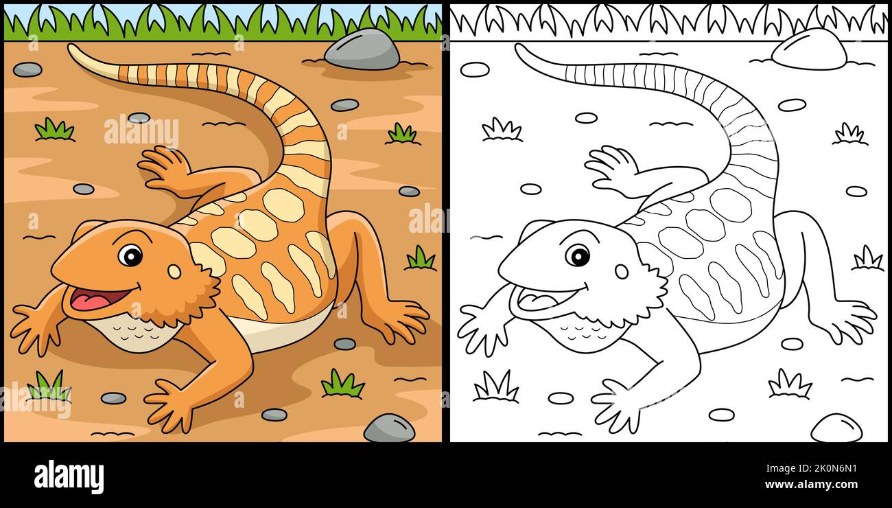 Bearded Dragon Animal Coloring Page Illustration Stock Vector