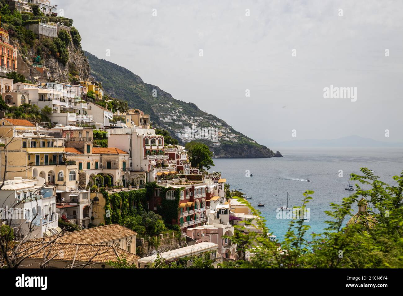 The beautiful and rural cliff side town of Positano on the Amalfi Coast of Italy, Europe. Stock Photo