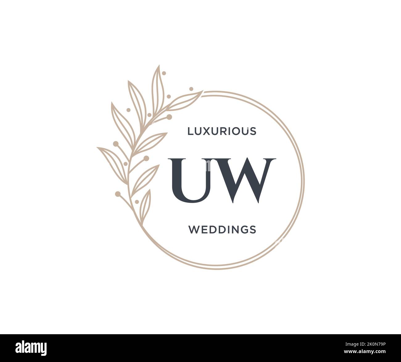 UW Initials letter Wedding monogram logos template, hand drawn modern ...