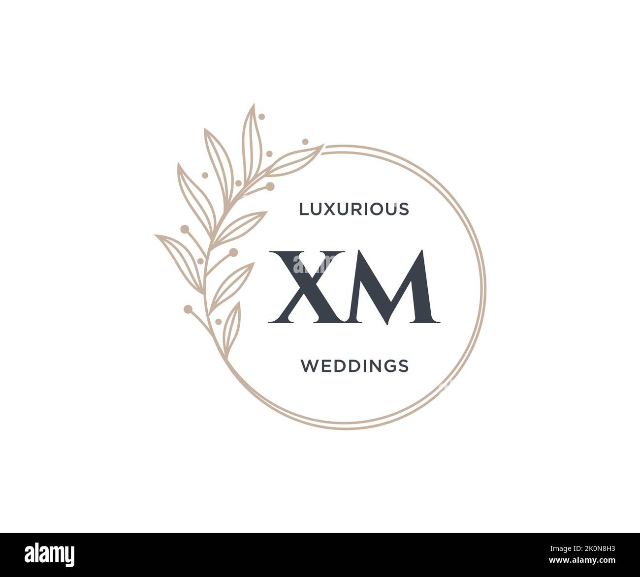 XM Initials letter Wedding monogram logos template, hand drawn modern