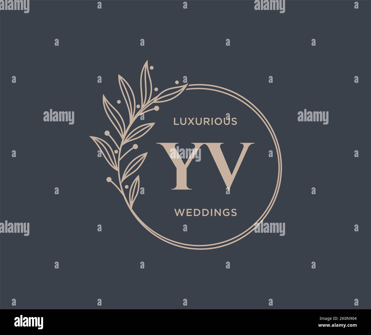 YV Initials letter Wedding monogram logos template, hand drawn modern minimalistic and floral templates for Invitation cards, Save the Date, elegant Stock Vector