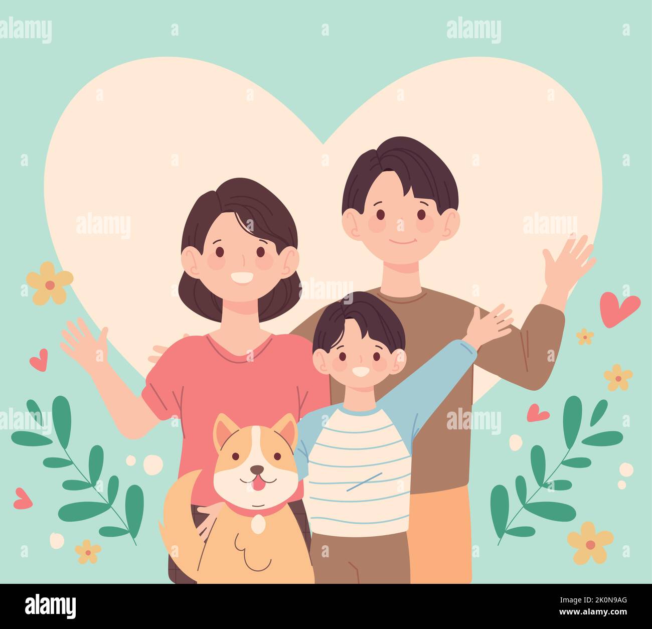 happy family korean Stock Vector Image & Art - Alamy