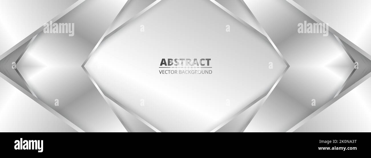 Abstract geometric wide metallic background with silver gradient lines ...