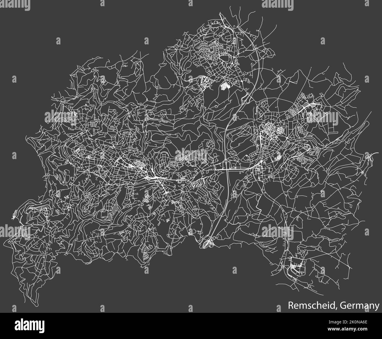 Street roads map of REMSCHEID, GERMANY Stock Vector