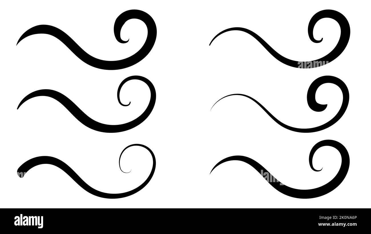 Wave sea line doodle curl water, ocean sketch outline curve Stock Vector