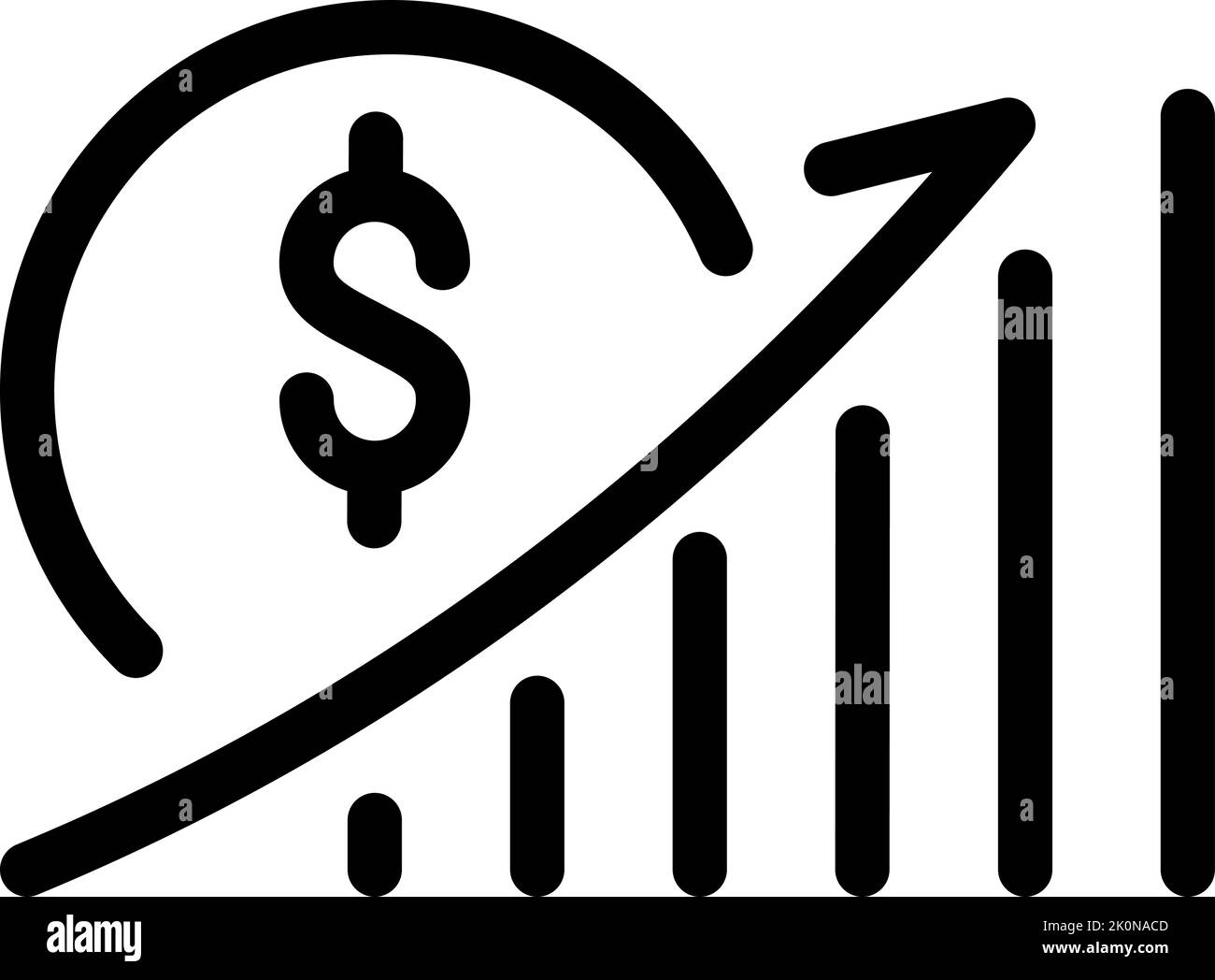 Vector sign dollar and profit diagram logo icon. Simple line symbol style for web template and app. Future pick, revenue business, achievement chart Stock Vector