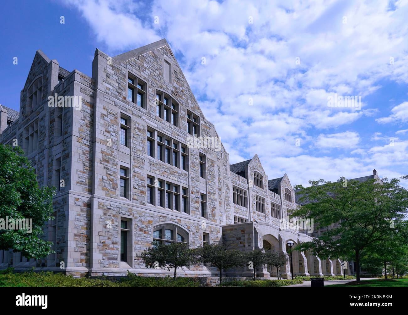 Modern stone university building influenced by gothic architecture Stock Photo