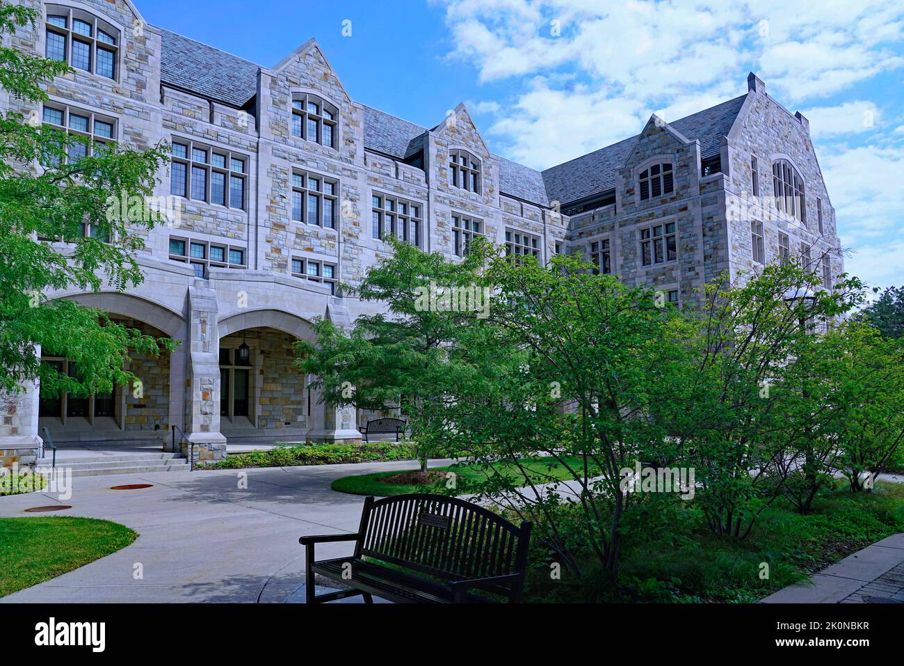 Modern stone university building influenced by gothic architecture Stock Photo