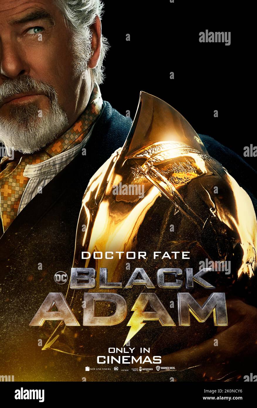 RELEASE DATE: October 21, 2022. TITLE: Black Adam. STUDIO: New Line Cinema. DIRECTOR: Jaume Collet-Serra. PLOT: Nearly 5,000 years after he was bestowed with the almighty powers of the Egyptian gods-and imprisoned just as quickly-Black Adam (Johnson) is freed from his earthly tomb, ready to unleash his unique form of justice on the modern world. STARRING: PIERCE BROSNAN as Dr. Fate poster art. (Credit Image: © New Line Cinema/Entertainment Pictures) Stock Photo