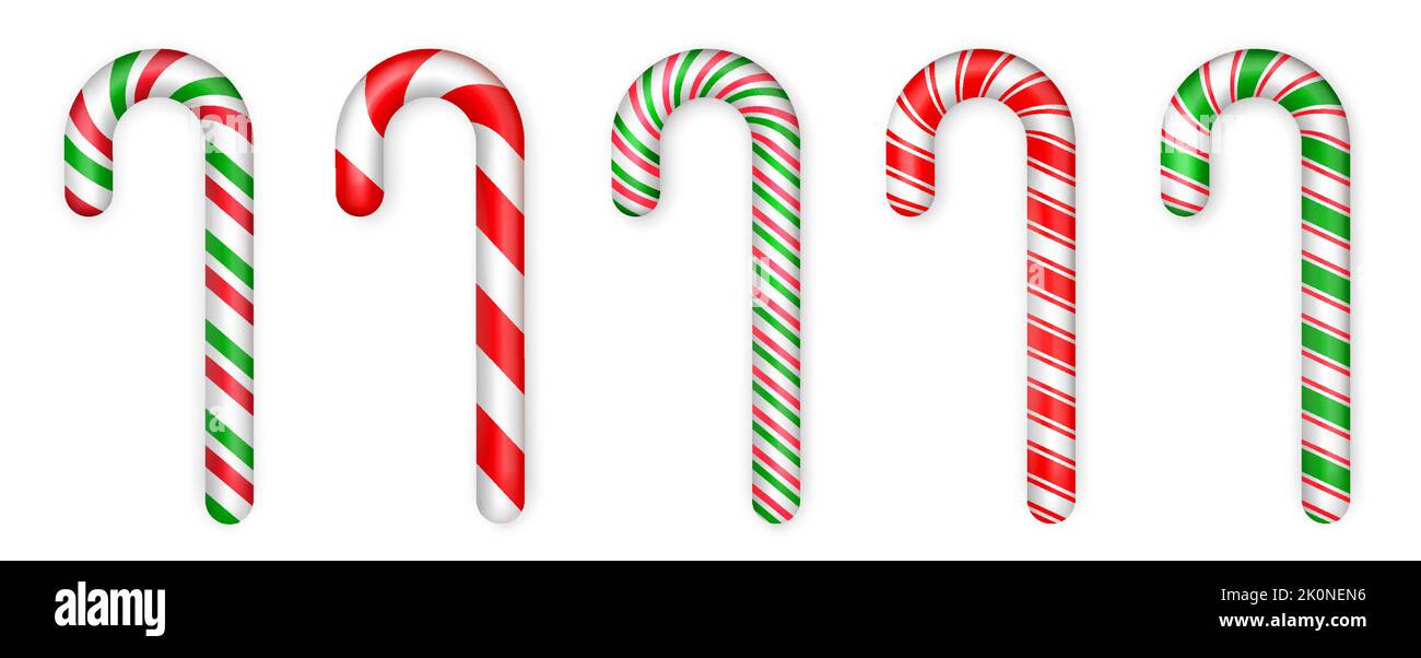 Christmas candy canes. Christmas stick set. Traditional realistic xmas ...