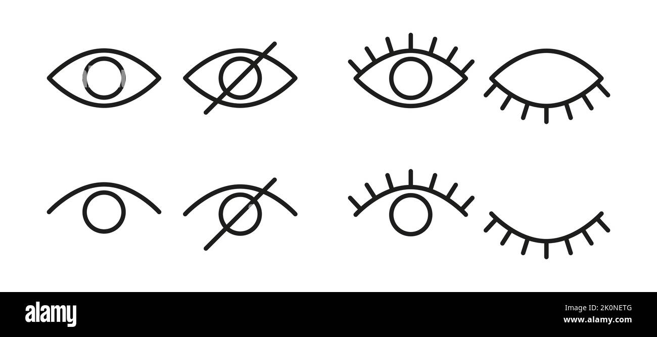 Password hidding icons set. Icons for data privacy and sensitive content mark. Outline vector illustration Stock Vector
