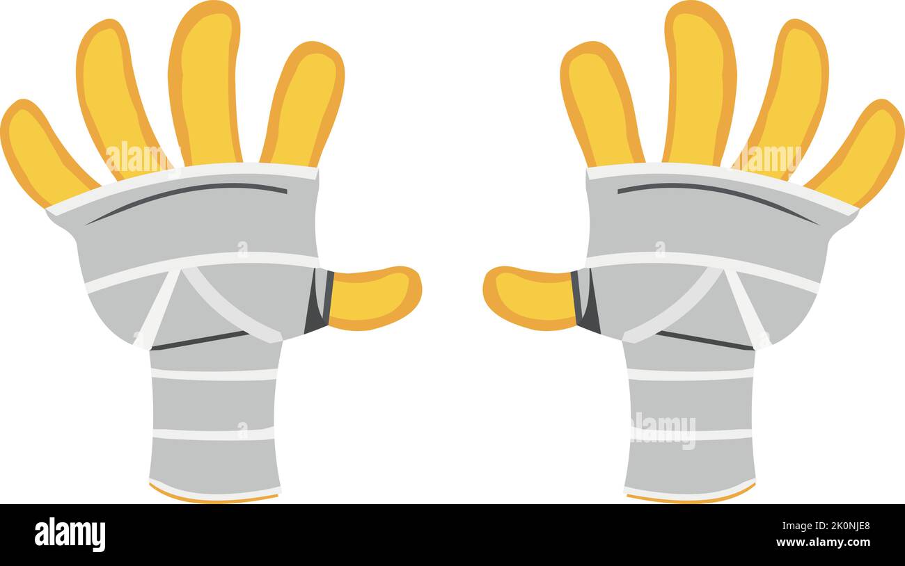 Vector illustration of bandaged yellow cartoon hands Stock Vector