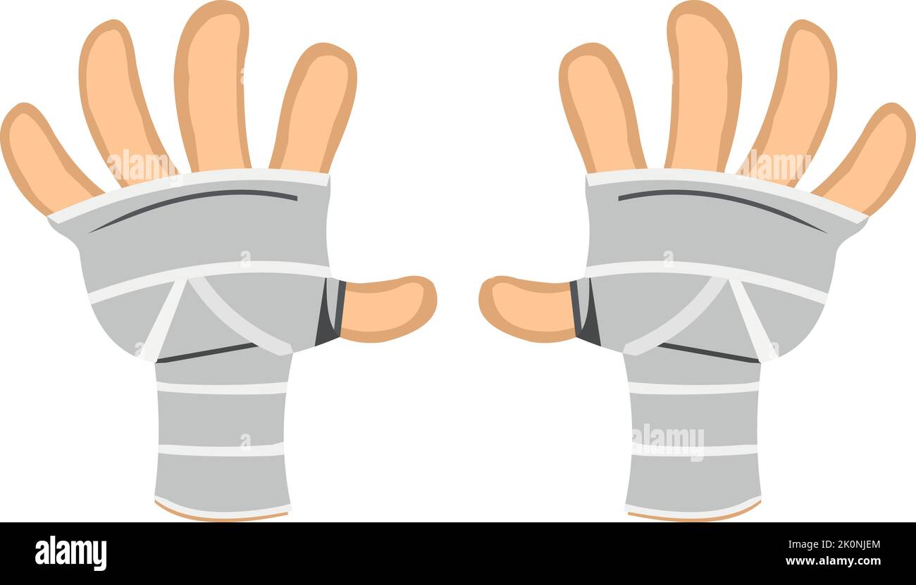 Vector illustration of bandaged cartoon hands Stock Vector
