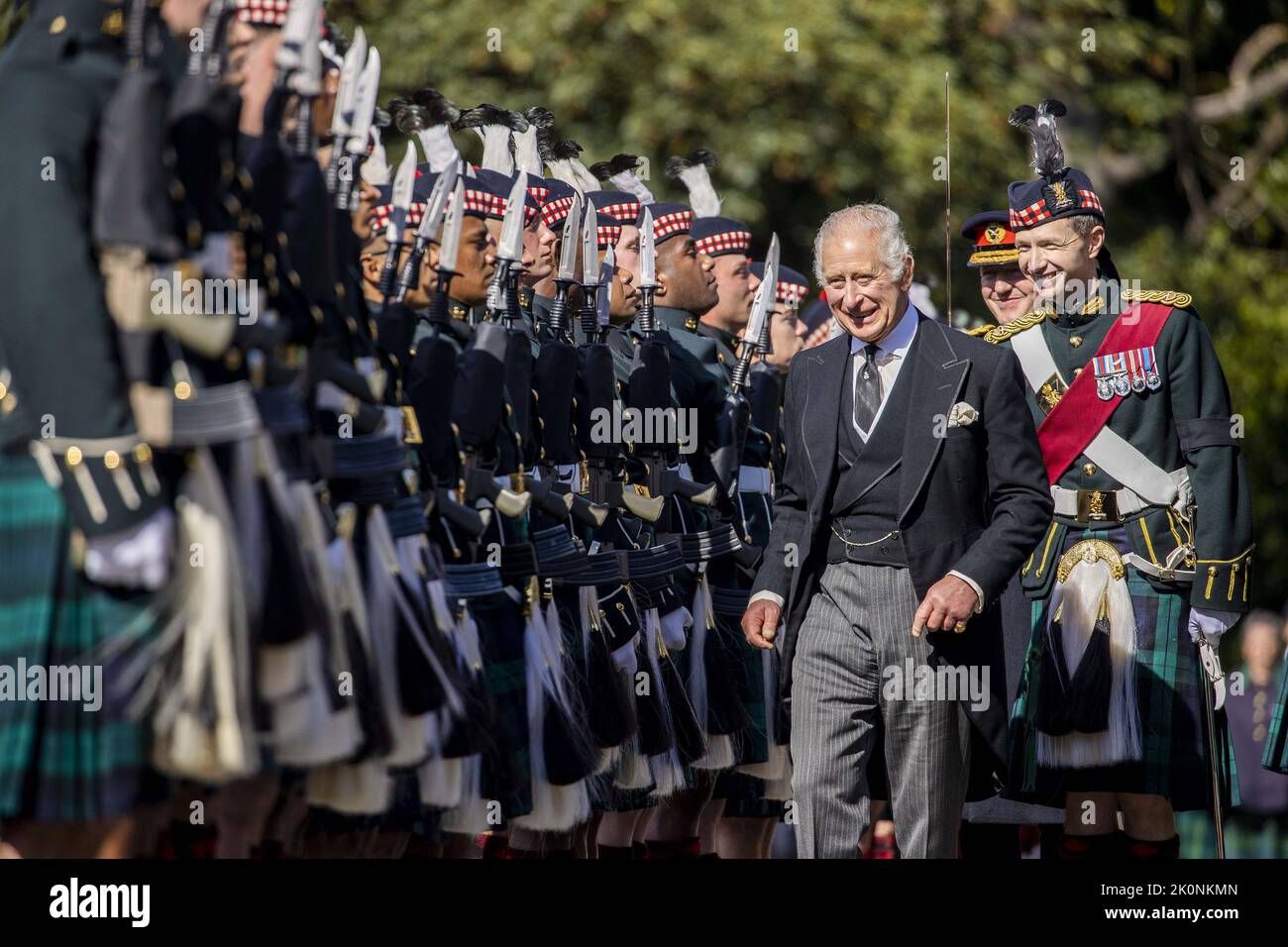 Edinburgh, UK. 12th Sep, 2022. Britain's King Charles III inspects an ...