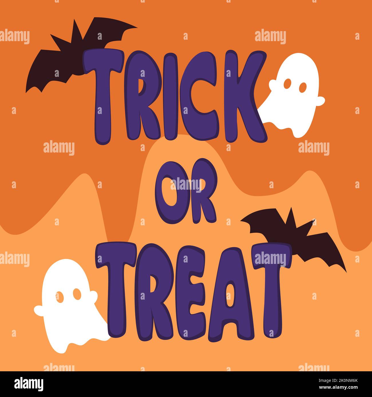 Cute halloween hand drawn lettering trick or treat vector card with ...