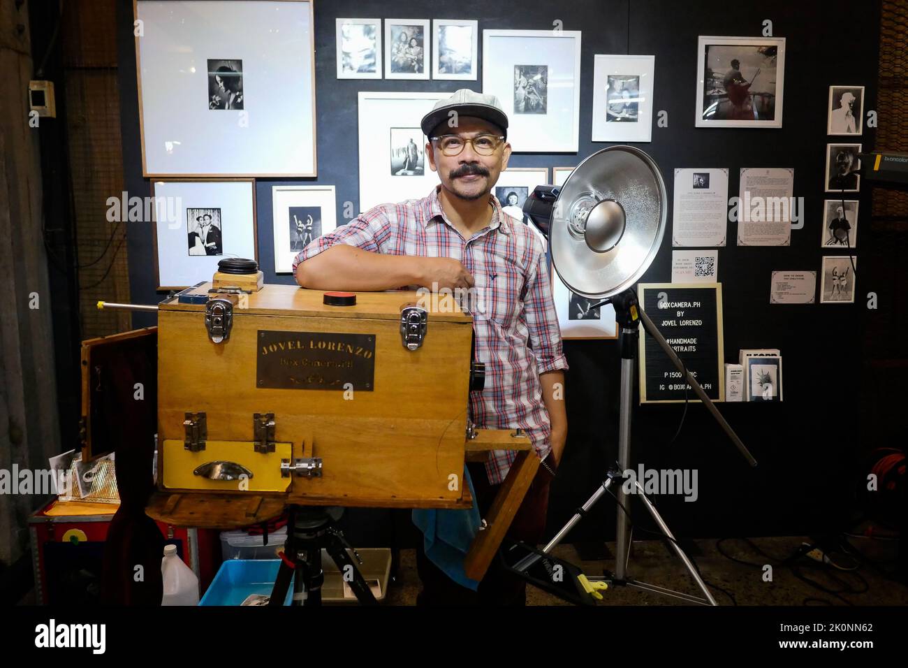 Manila City, NCR, Philippines. 12th Sep, 2022. The box camera known to be dead or very few do use it. One occasion an Afghan man has this box camera he has used for almost half a century. Now, one photographer in the Philippines has revived it.Jovel Lorenzo is an editorial photographer for local magazines in the Philippines. At the beginning of the COVID-19 pandemic he started to build a box camera out of curiosity after finding about it online. A hobby that later turned into his profession. People would pay as much as Ã¢''šÂ±1,500 for a portrait that would take to develop about two minu Stock Photo