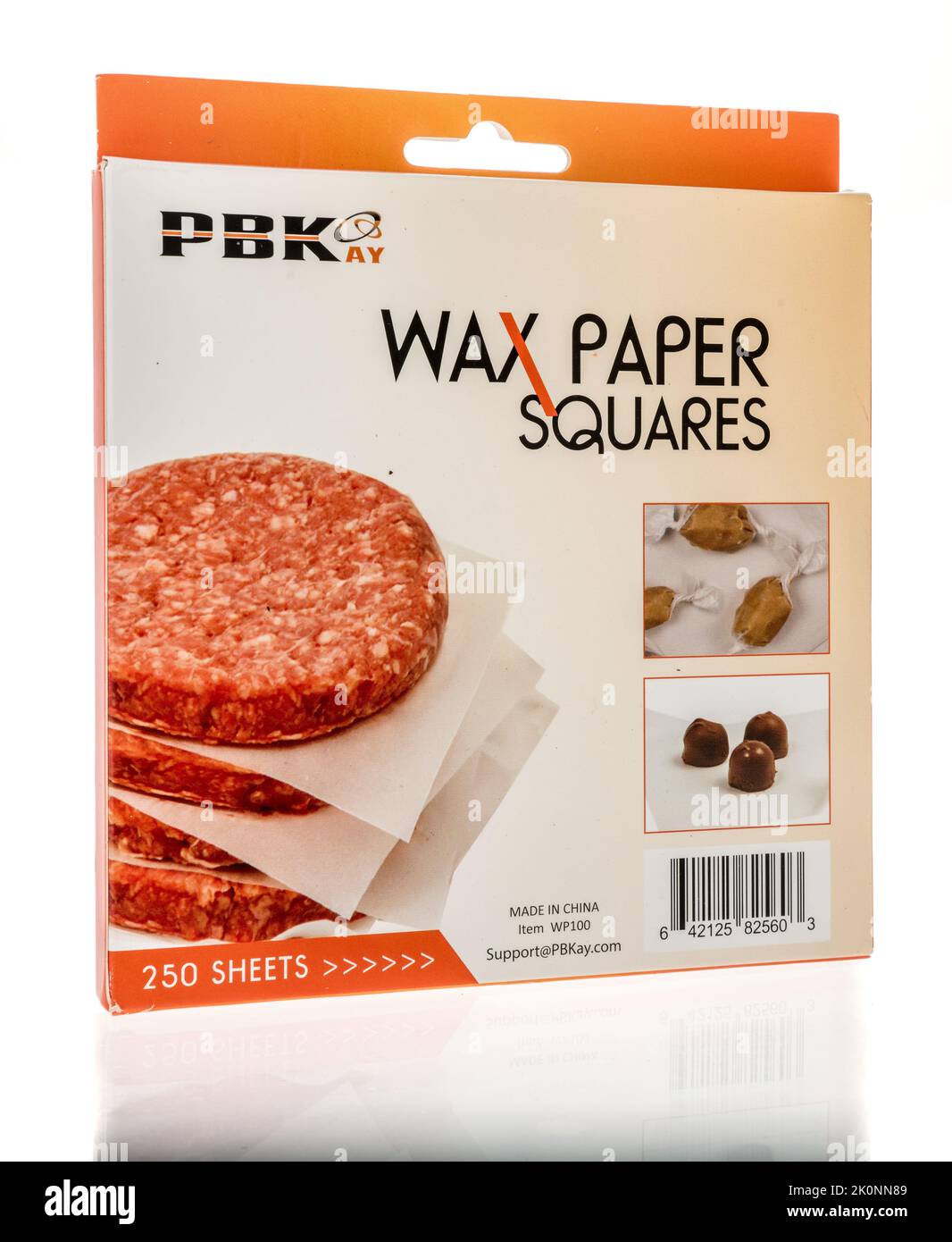 Winneconne, WI - 5 July 2022: A package of nPBKay wax paper squares on an isolated background. Stock Photo