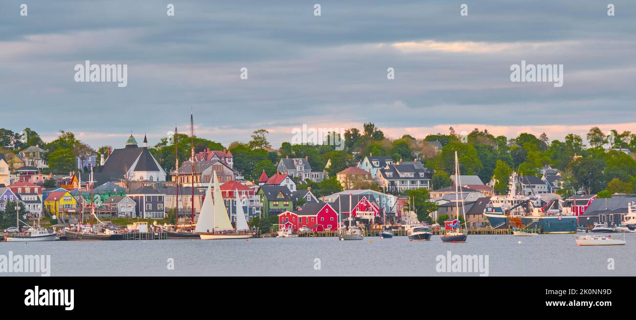 Photograph of the Town of Lunenburg taken in the late afternoon evening. Stock Photo