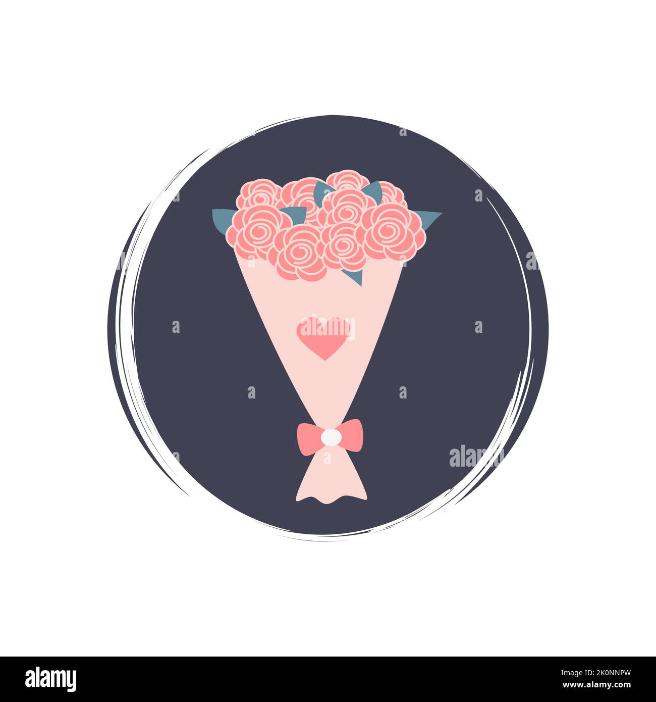 Cute logo or icon vector with romantic flowers bouquet, illustration on ...