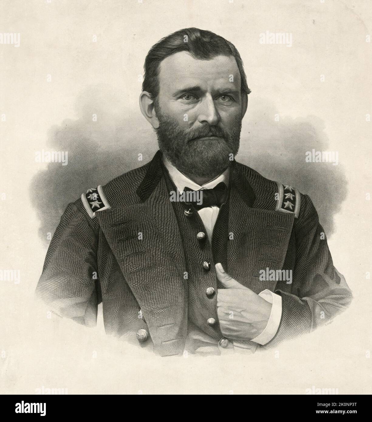 A portrait of president Ulysses Grant in his uniform of a general ...