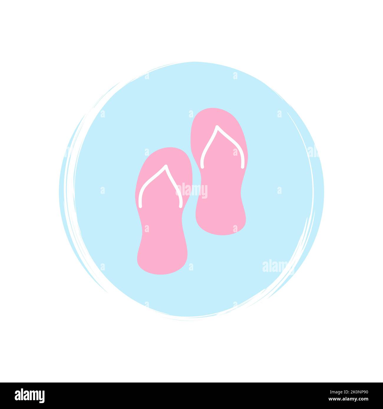 Flip flop icon logo vector illustration on circle with brush texture ...