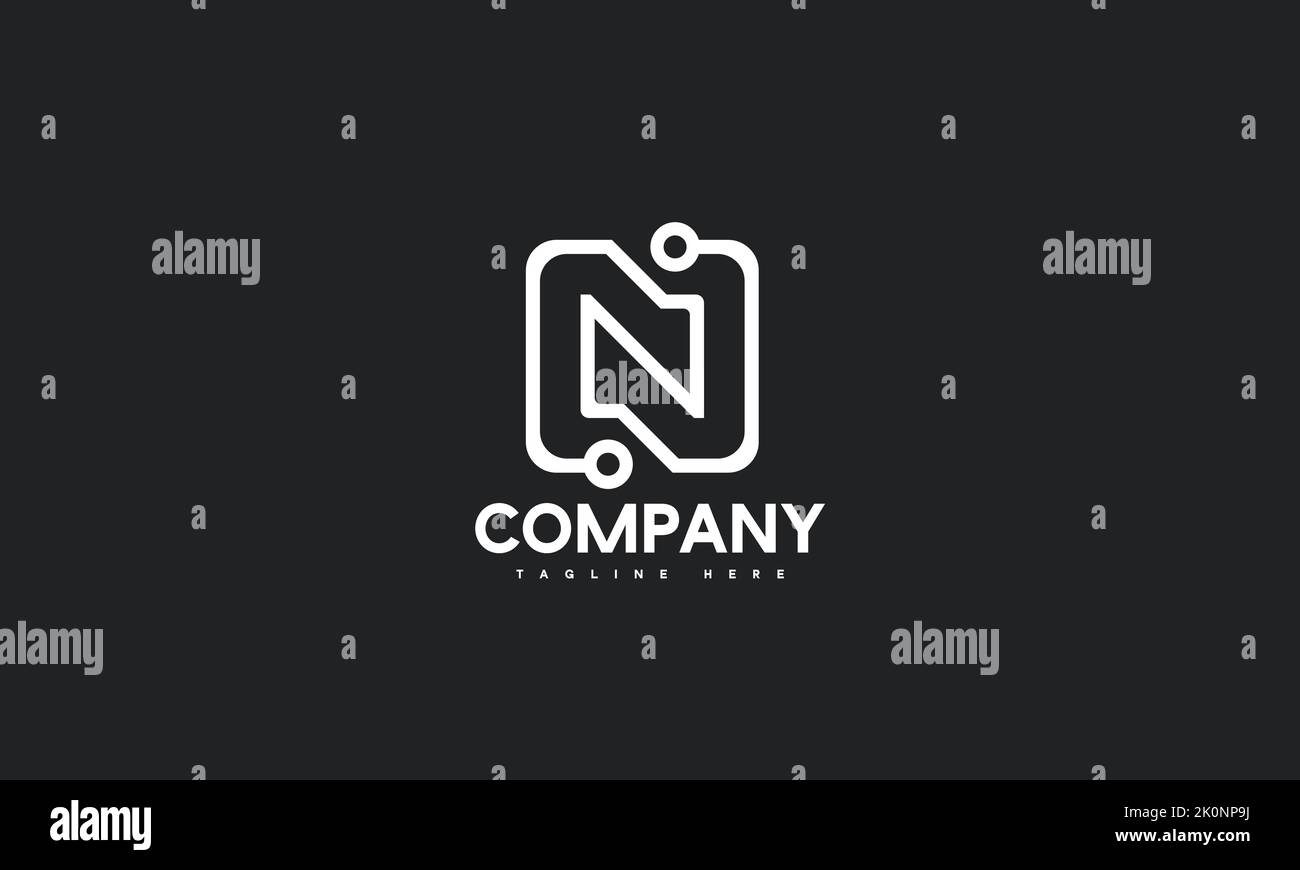 minimal letter N logo template Stock Vector