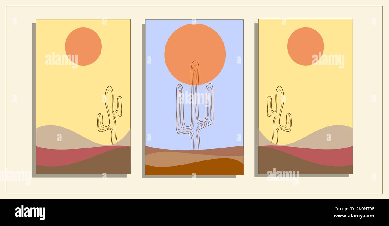 Abstract cactus desert nature vector art illustration Stock Photo - Alamy