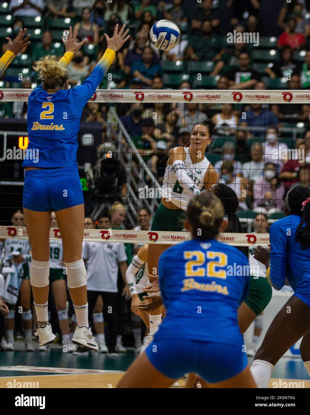 September 4, 2022 Hawaii outside hitter Riley Wagoner (6) hits the