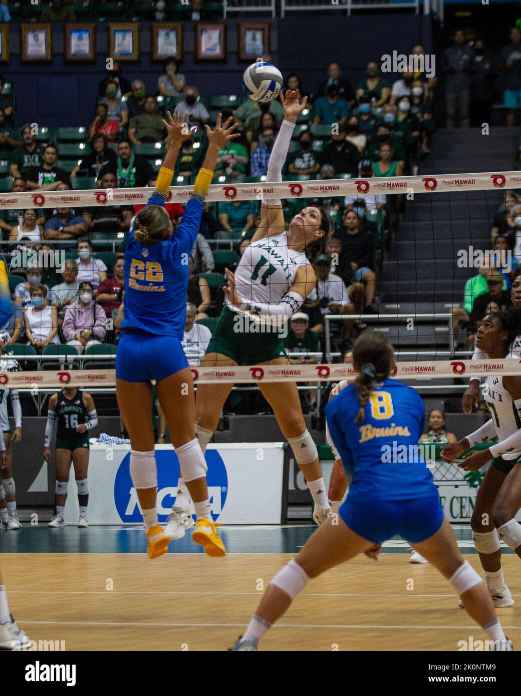 September 4, 2022 Hawaii middle blocker Tiffany Westerberg (11) hits