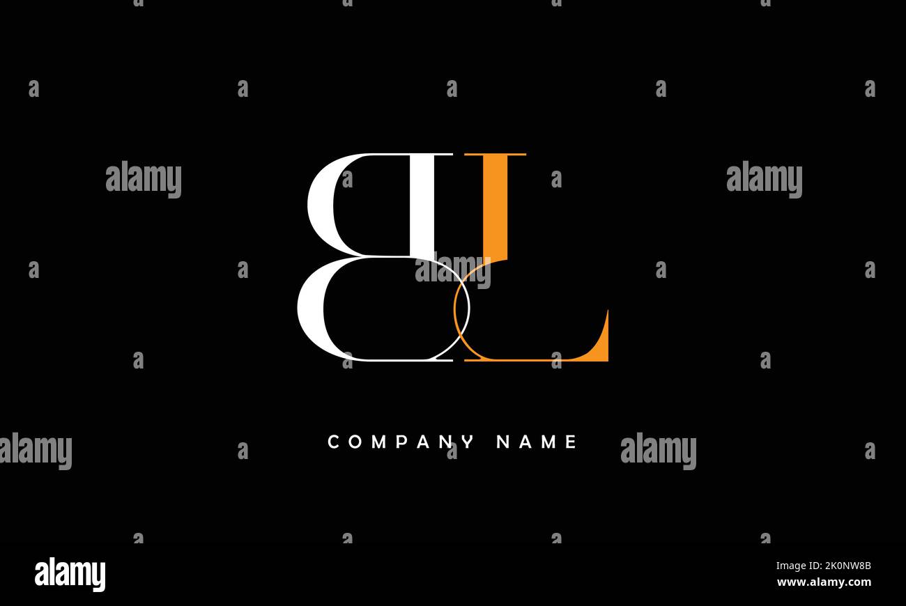 Bl Monogram Logo Calligraphic Alphabet Initials Rose Gold Color