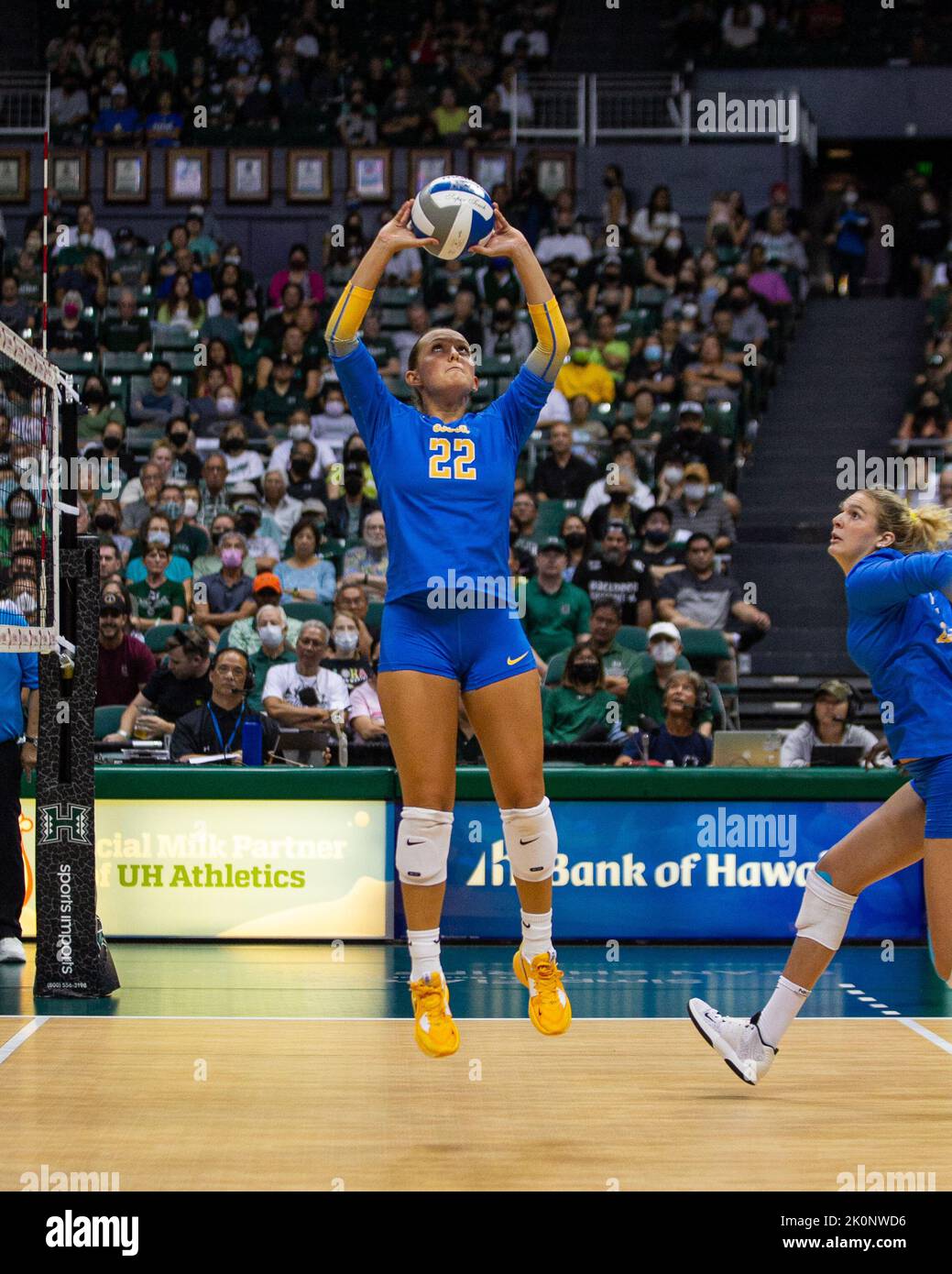 September 4, 2022 UCLA setter Matti McKissock (22) sets the ball