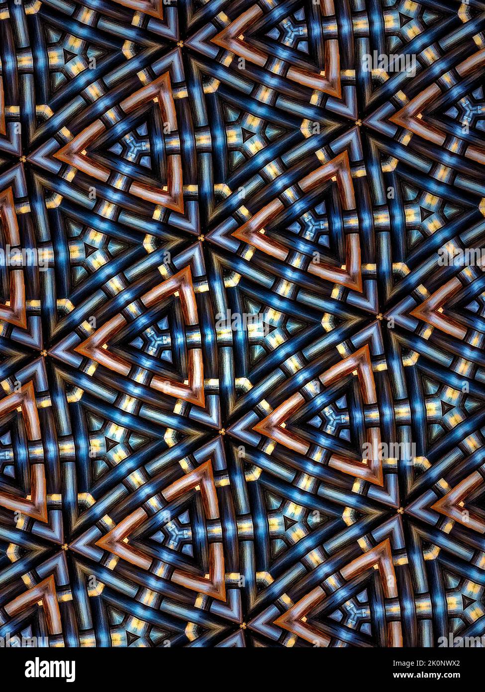 Geometric, vibrant, steampunk pattern. Stock Photo