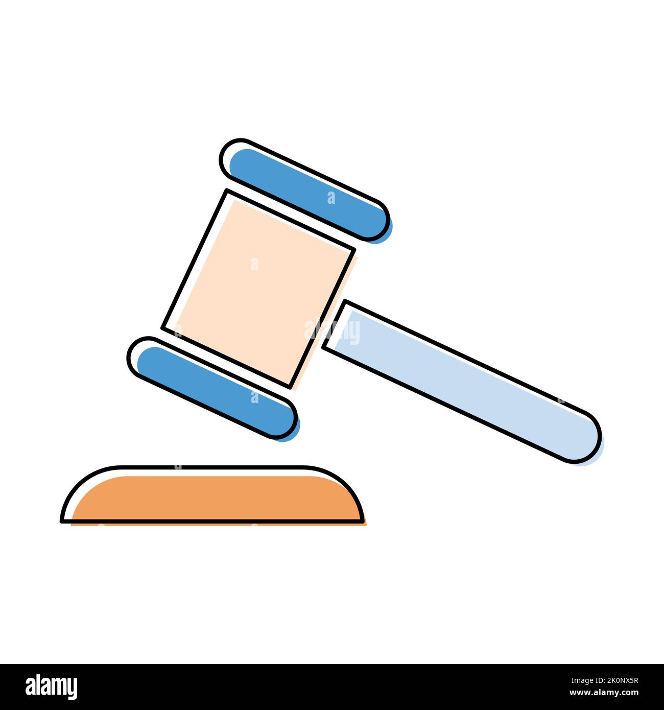 Judge hammer icon, law auction symbol, gavel justice sign vector ...
