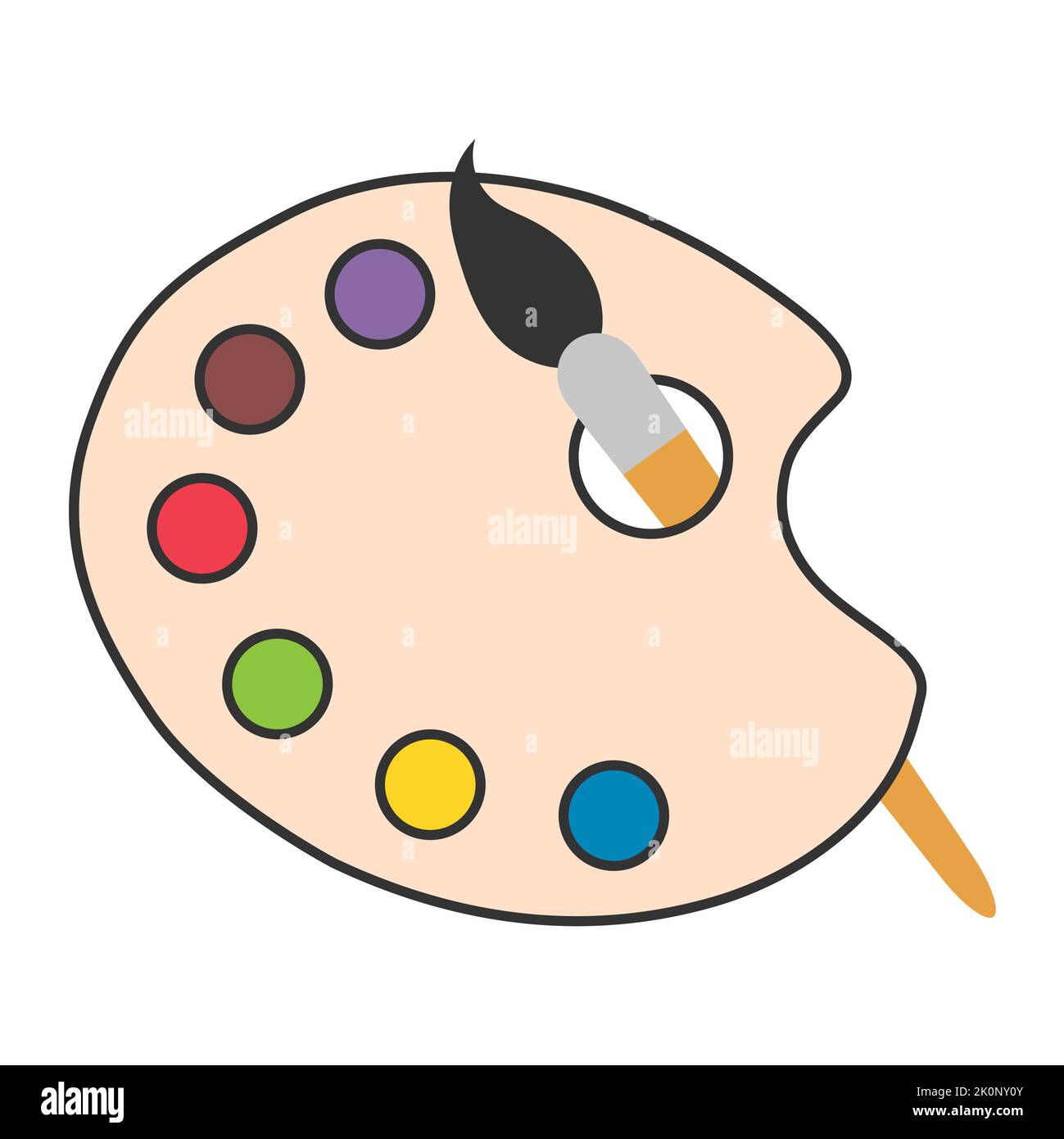 Flat art tool palette with paints color, artist web design graphic