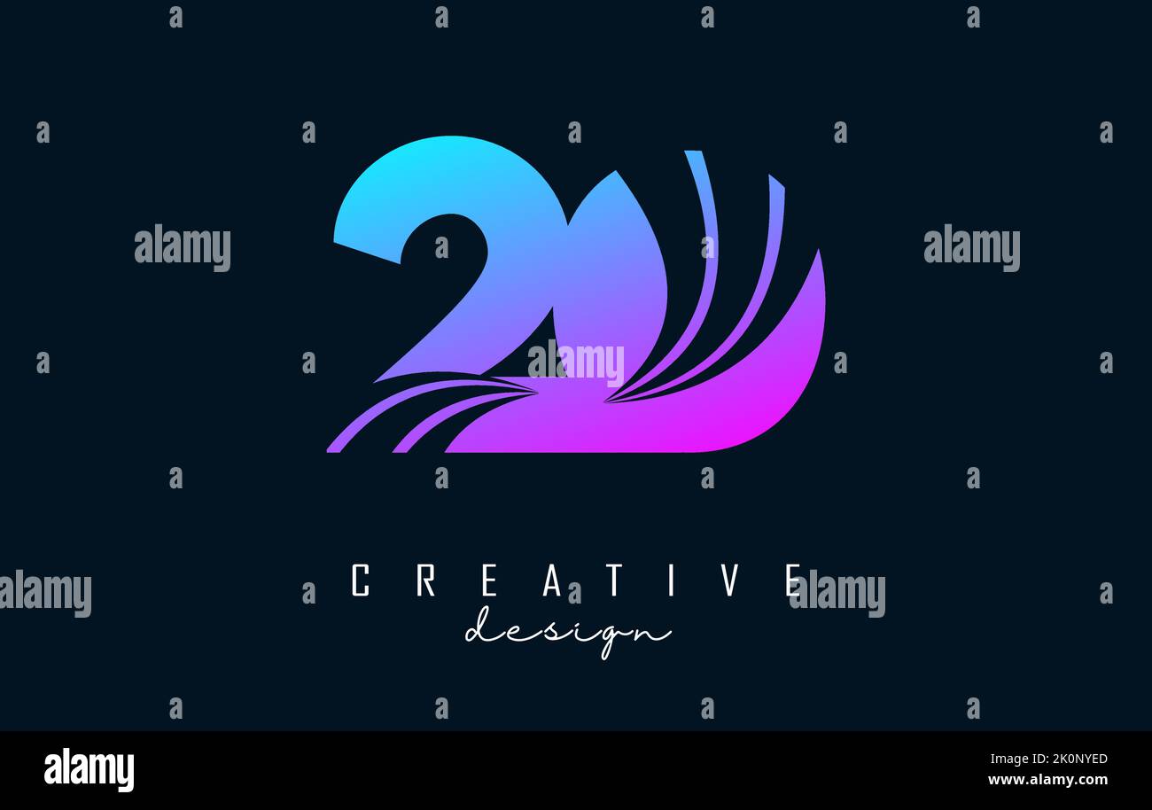 Colorful Creative number 20 2 0 logo with leading lines and road concept design. Number with geometric design. Vector Illustration with number and cre Stock Vector