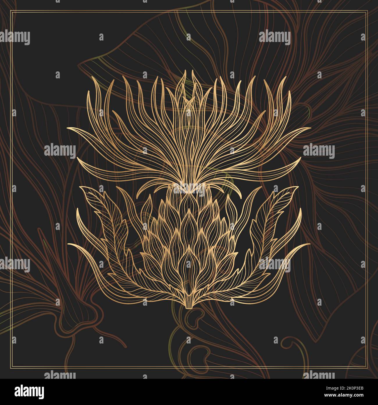 Art nouveau style flower plant basic element. 1920-1930 years vintage ...