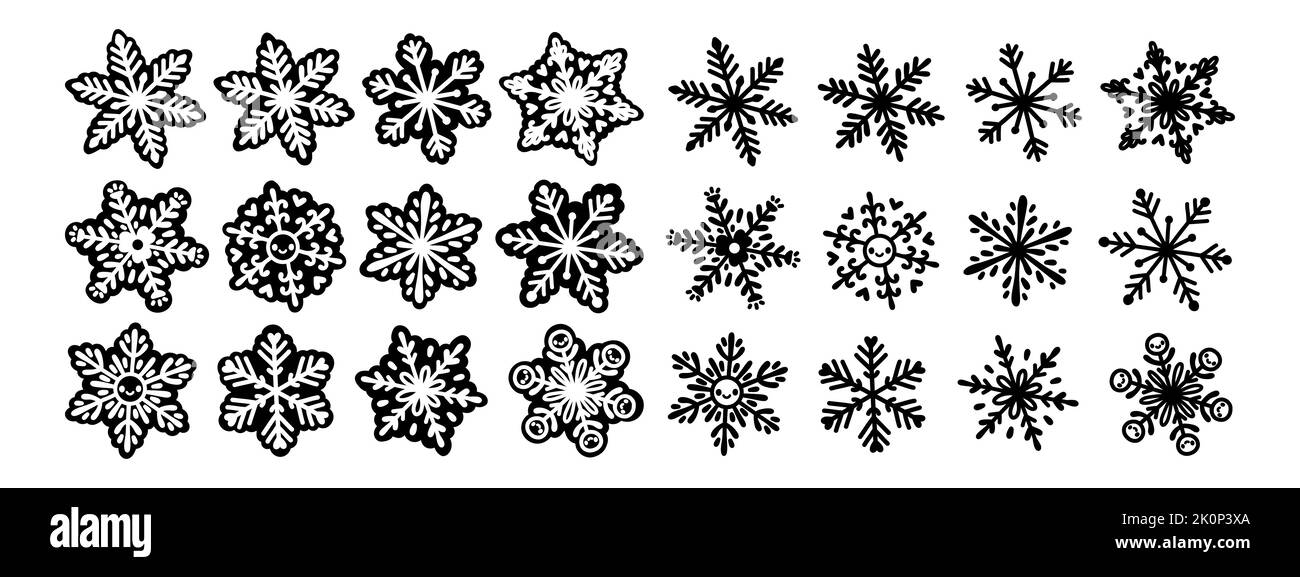 Snowflakes set black and white isolated vector Stock Vector Image & Art ...