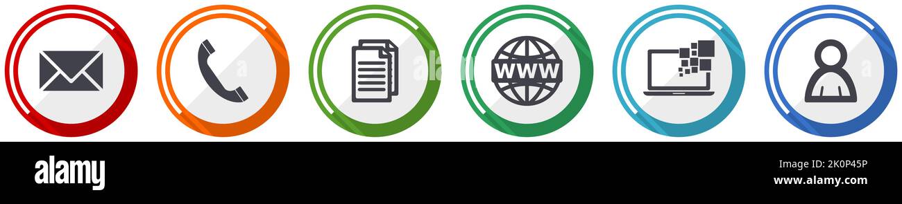 Web and internet vector icon set, flat design circle web buttons ...