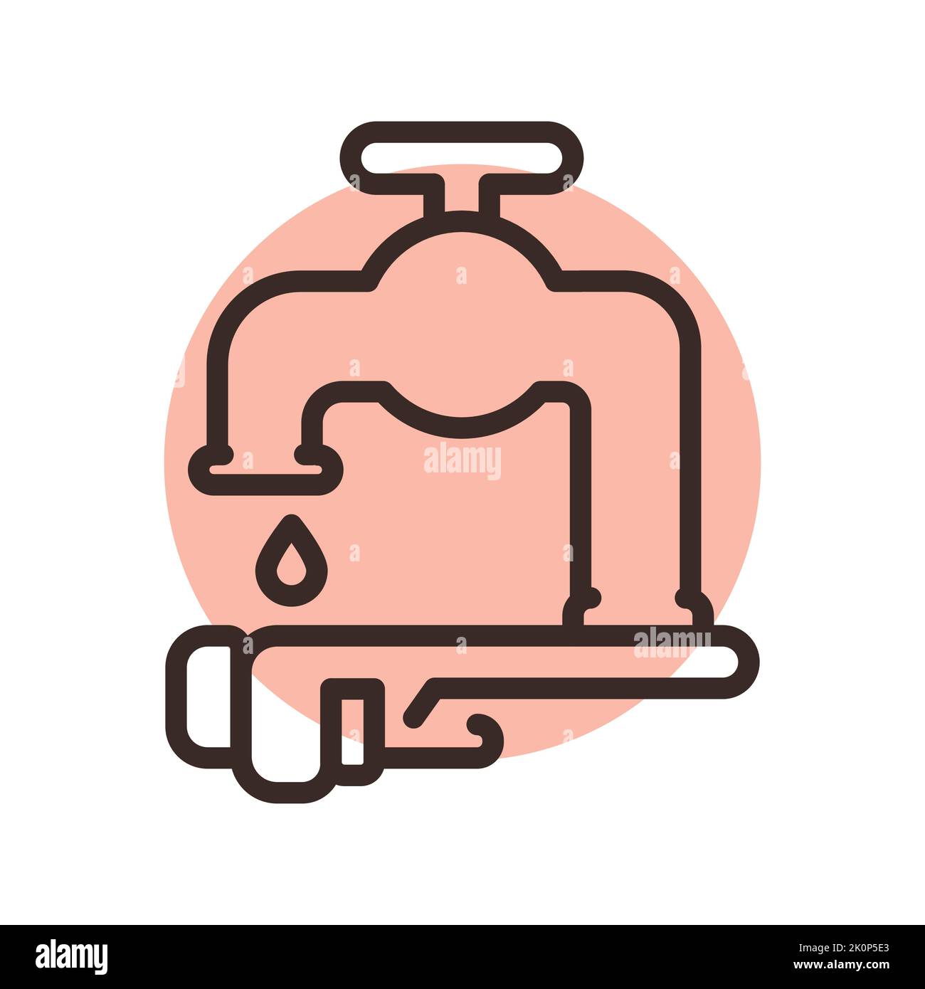 Plumbing installation black line icon pictogram for web page stock