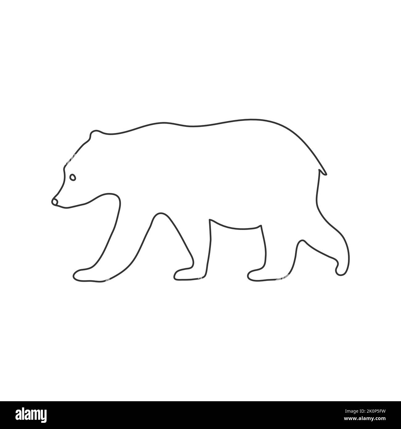 Bear animal hand-drawn line vector isolated on white background. Stock Vector