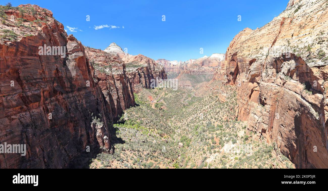 Aerial panoramic view of Zion Canyon in Utah, USA Stock Photo