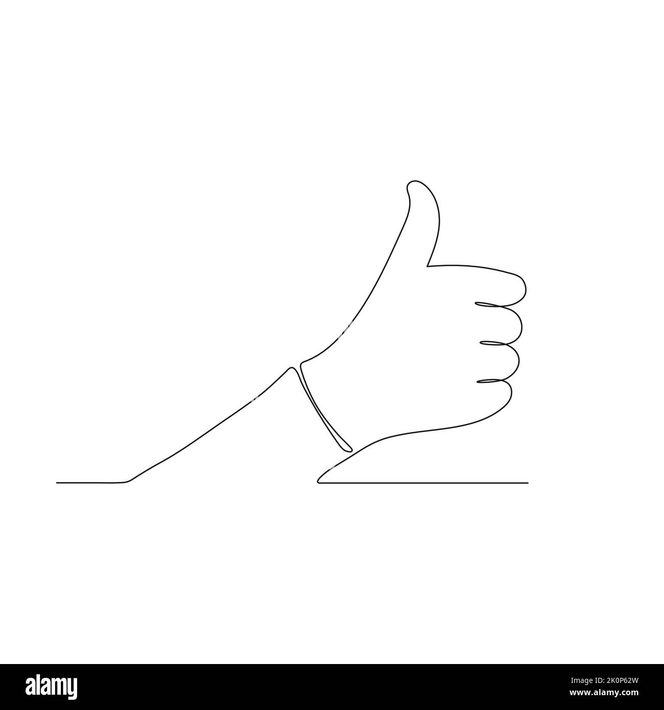 Thumb up hand gesture vector - continuous single line drawing Stock Vector