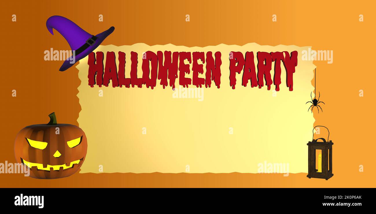halloween illustration party background banner halloween party banners backgrounds spooky halloween pumpkin background with copy space Stock Photo