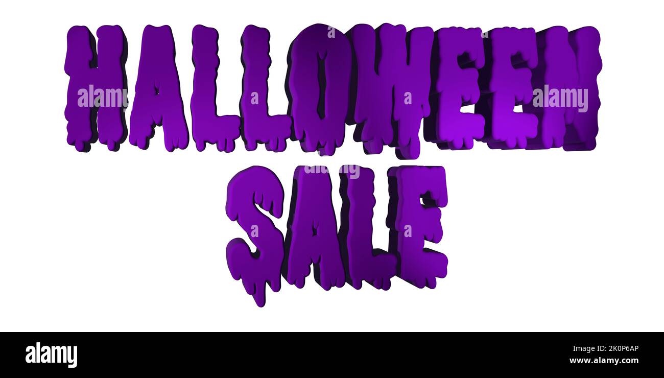 halloween background illustration banner with 3D halloween sale text halloween party banners backgrounds cut out on white background Stock Photo