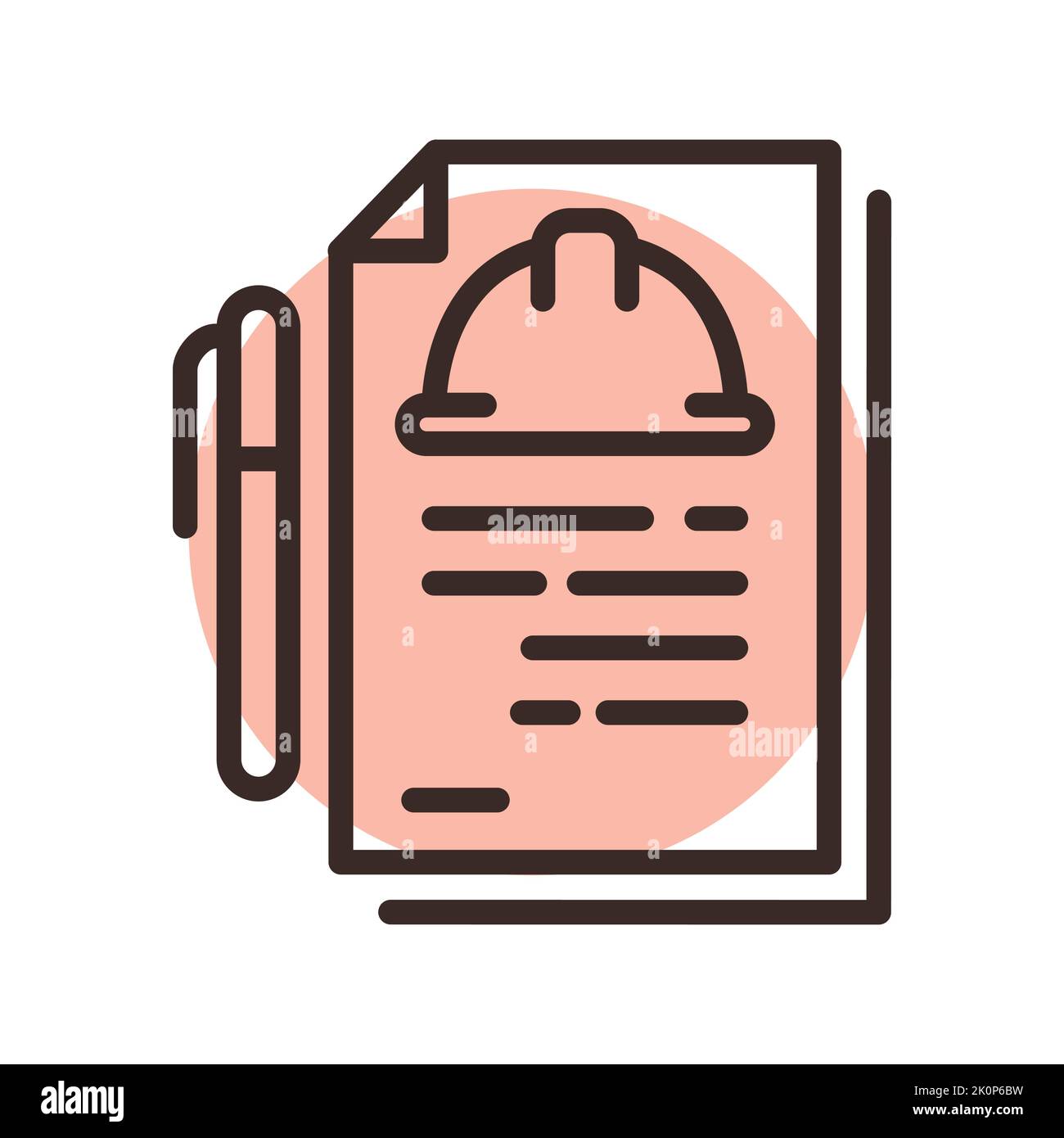 Estimate documentation line icon. Building construction Stock Vector