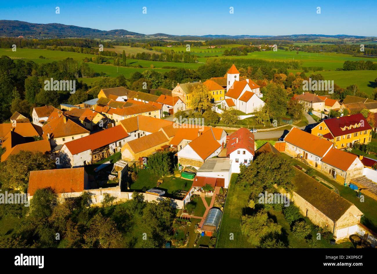 Aerial view of Czech village of Cakov Stock Photo Alamy