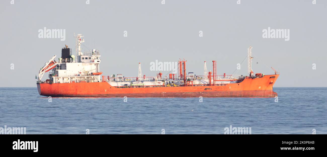 LNG Tanker at sea, transporting much needed LNG Stock Photo
