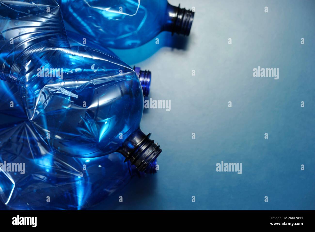 empty blue plastic bottle, recycling concept Stock Photo