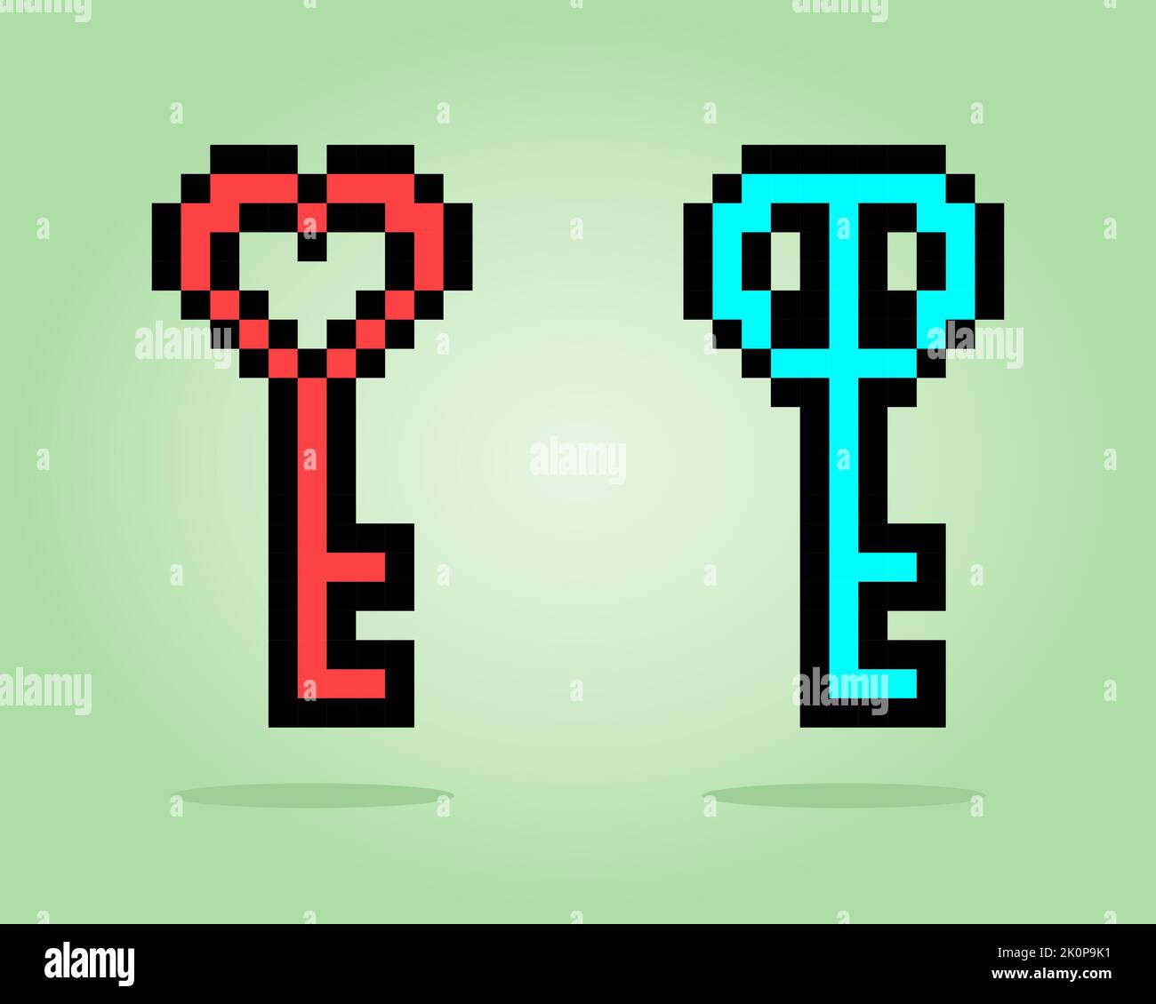 8 bit Pixel key. Vector illustration for game asset or cross stitch pattern Stock Vector Image