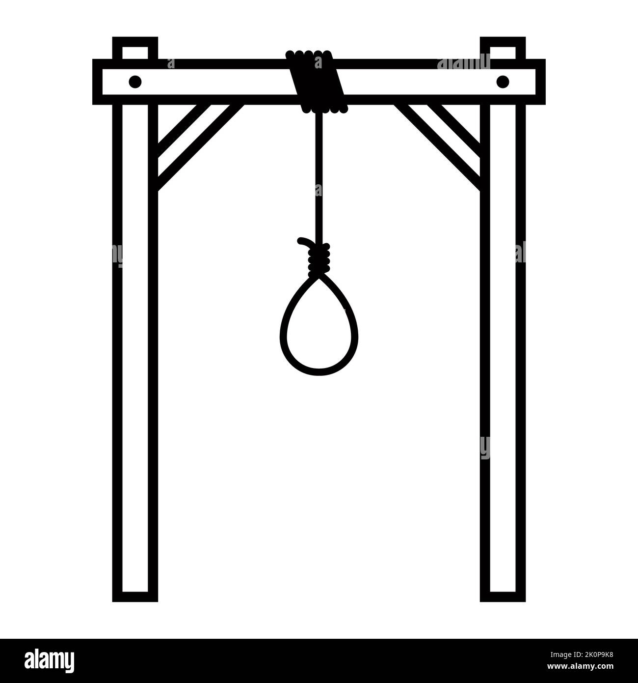 black icon wooden gallows for the execution of a criminal. flat vector illustration. Stock Vector